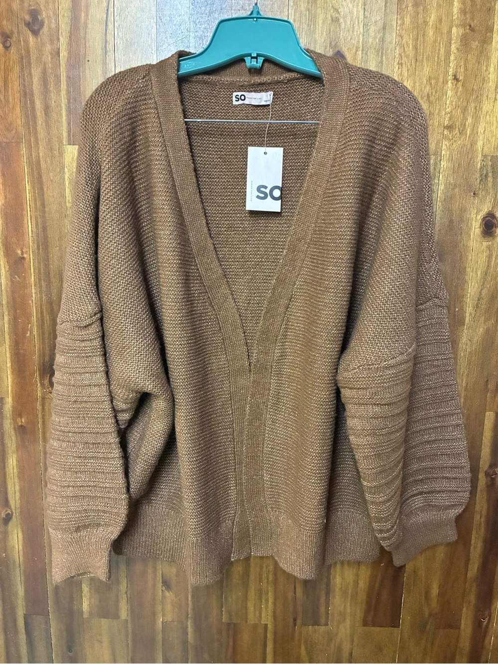 SO Goods for Life Women's Brown Open Front Cardigan Sweater Medium NWT Cozy Knit
